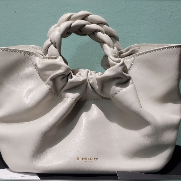 NEW DEMELLIER Mini Los Angeles Off White Smooth Leather Braid Tote Crossbody Bag - Picture 6 of 14